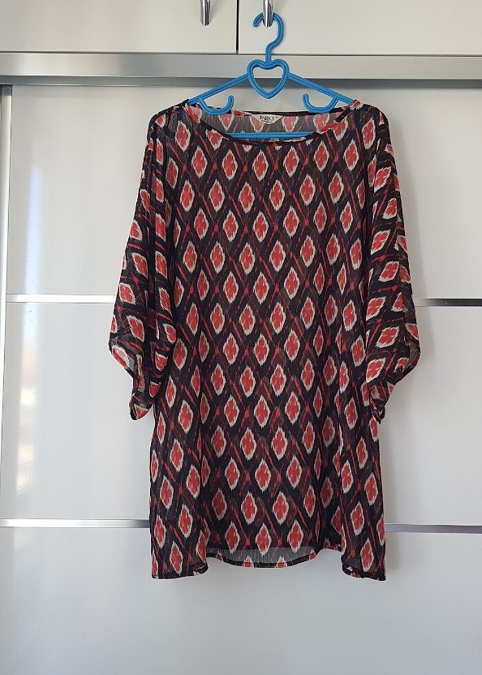 Desenli Şifon Pareo Tunik Elbise - Görsel 3