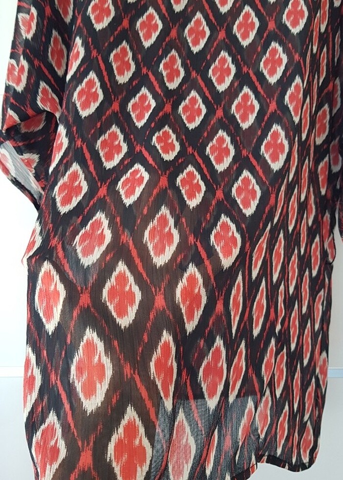 Desenli Şifon Pareo Tunik Elbise - Görsel 4