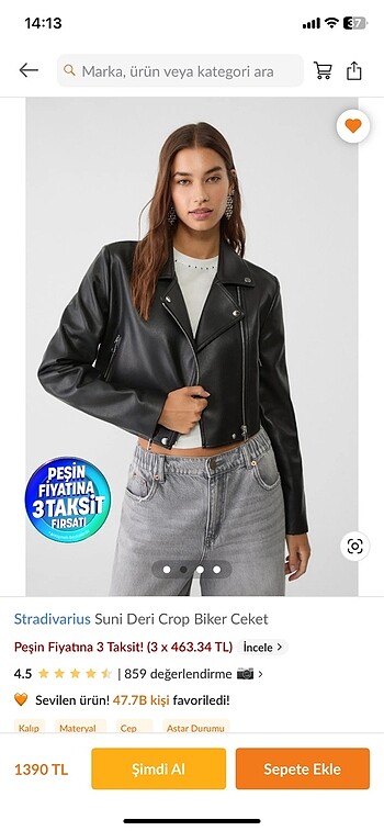 YENİ SIFIR Stradivarius Crop Deri Ceket