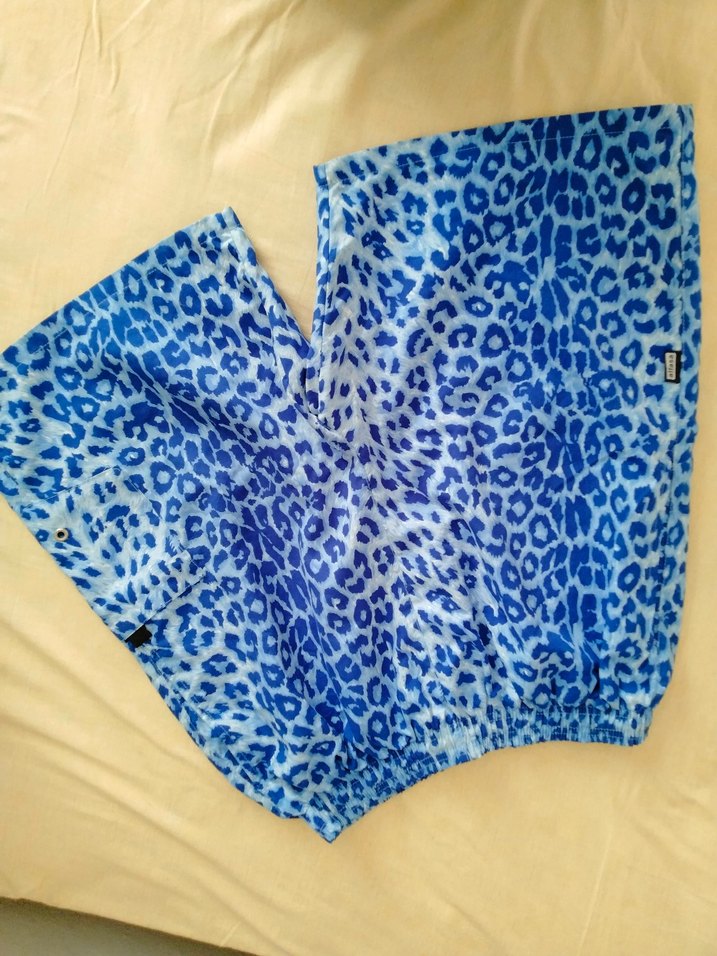 Mavi Leopar Desenli Rahat Kesim Deniz Şortu - Görsel 2