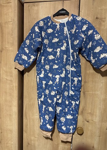 Koyu Mavi Erkek Bebek Kürklü Tulum - Görsel 4