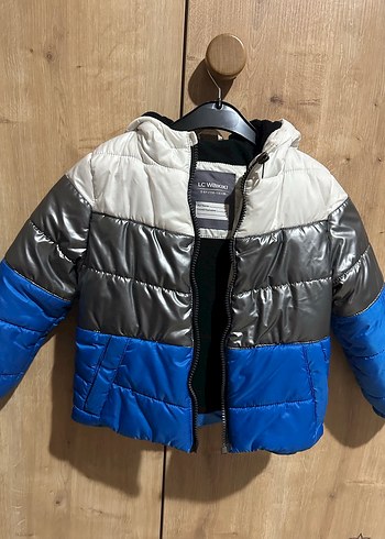 Gri Mavi Erkek Çocuk Şişme Mont - Görsel 4