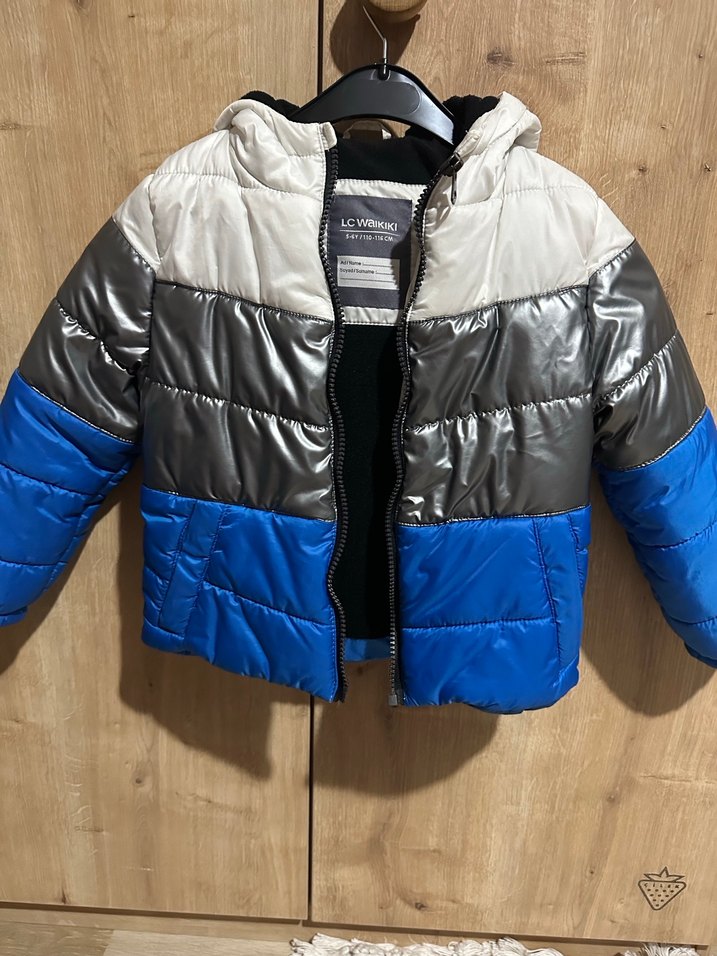 Gri Mavi Erkek Çocuk Şişme Mont - Görsel 3