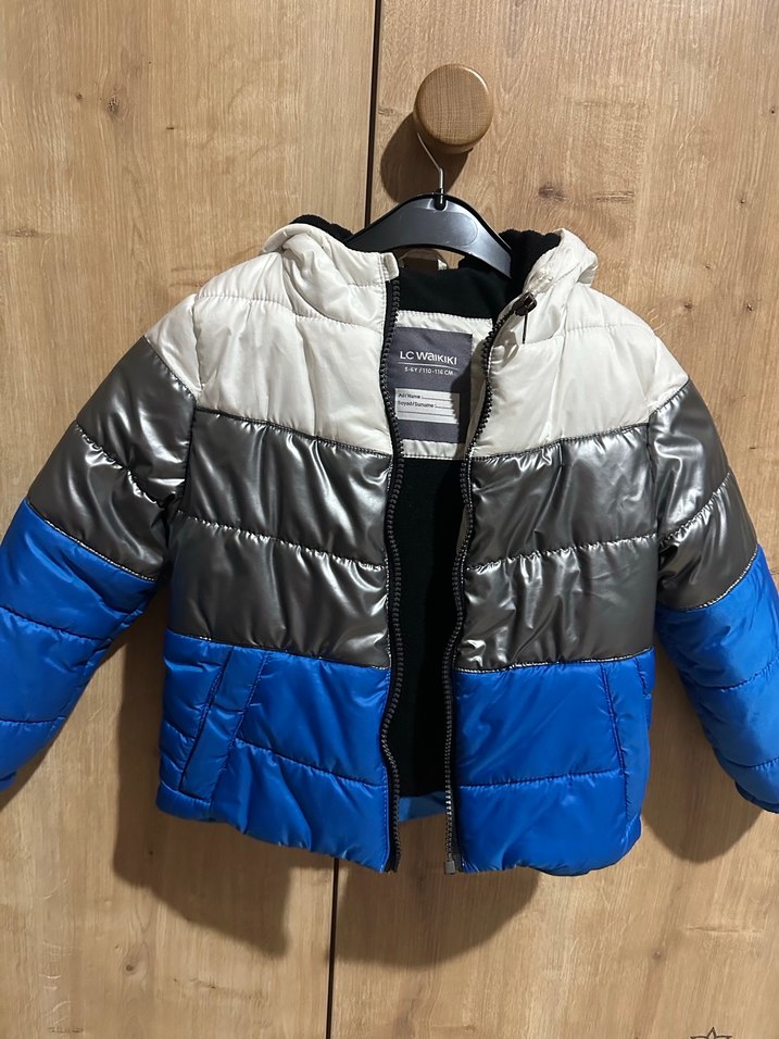 Gri Mavi Erkek Çocuk Şişme Mont - Görsel 4