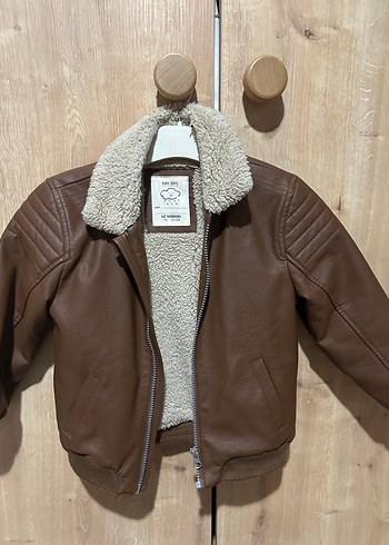 Kahverengi Kürklü Erkek Çocuk Deri Ceket - Görsel 5