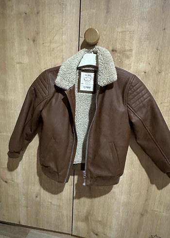 Kahverengi Kürklü Erkek Çocuk Deri Ceket - Görsel 6