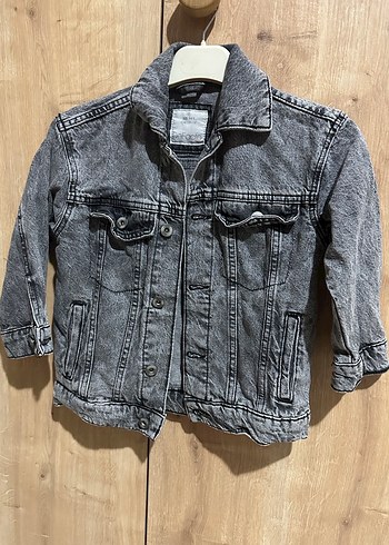 Gri Kız Denim Ceket Düğmeli - Görsel 4