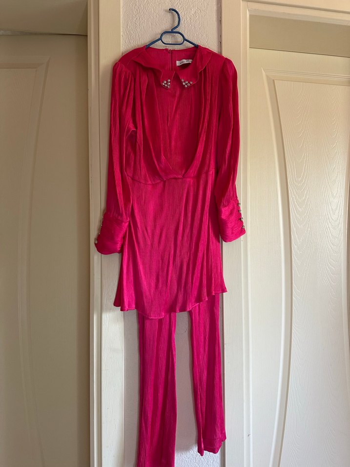 Pembe Parlak Uzun Kollu Hamile Bluzu - Görsel 4