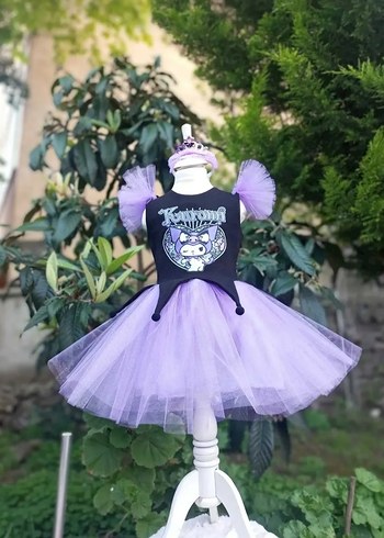 kuromi ,Mor Punk Rock Kız Çocuk Abiye Elbise