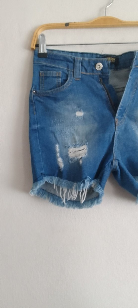 Kadın Mavi Kot Mini Şort - Görsel 3