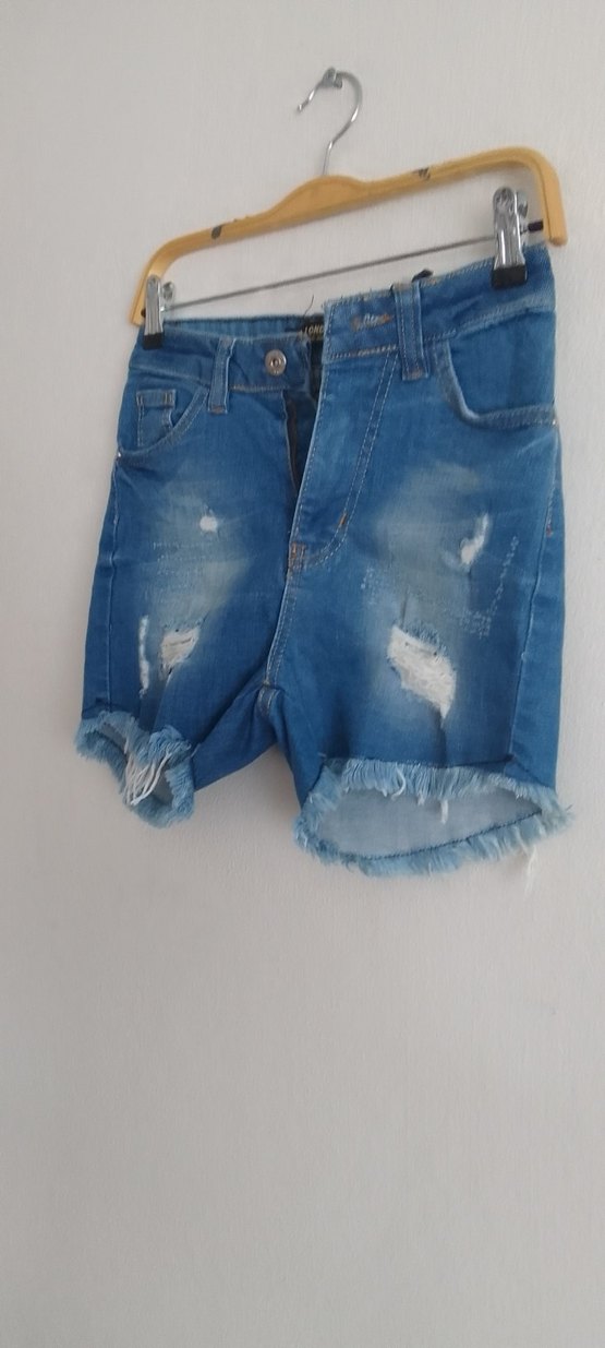 Kadın Mavi Kot Mini Şort - Görsel 2