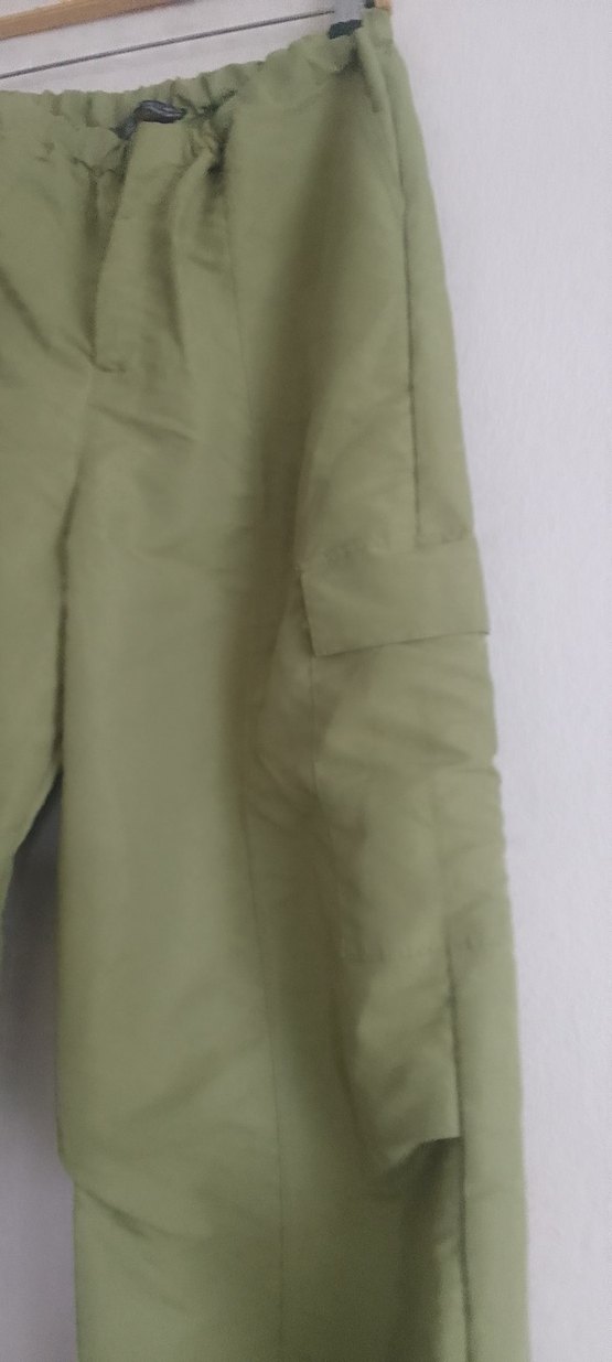 yeşil renk paraşüt kumaş, pantolon - Görsel 4