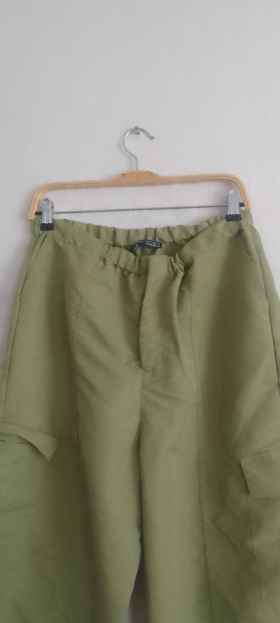 yeşil renk paraşüt kumaş, pantolon - Görsel 2