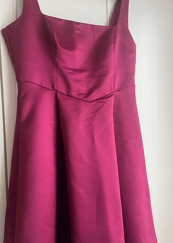 42 Beden Bordo Midi Abiye Elbise