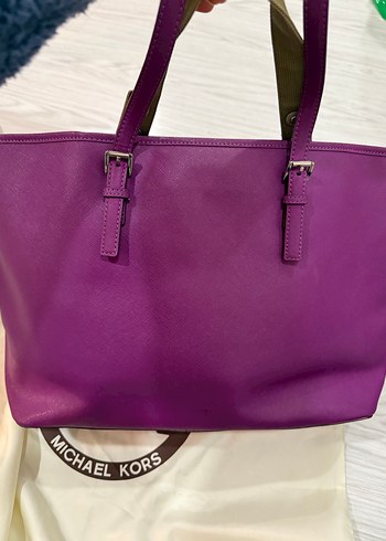 Mor Deri Michael Kors Kadın Büyük Boy Çanta - Görsel 12