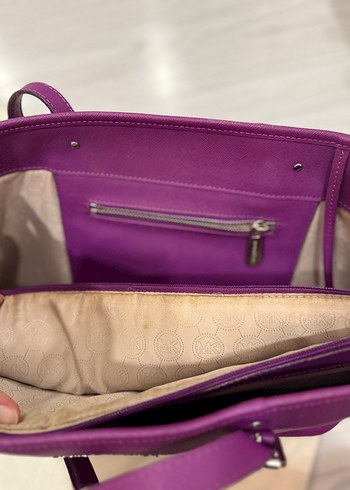 Mor Deri Michael Kors Kadın Büyük Boy Çanta - Görsel 5