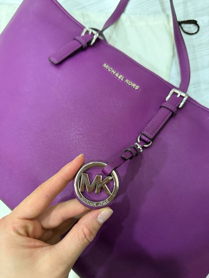 Mor Deri Michael Kors Kadın Büyük Boy Çanta - Görsel 4