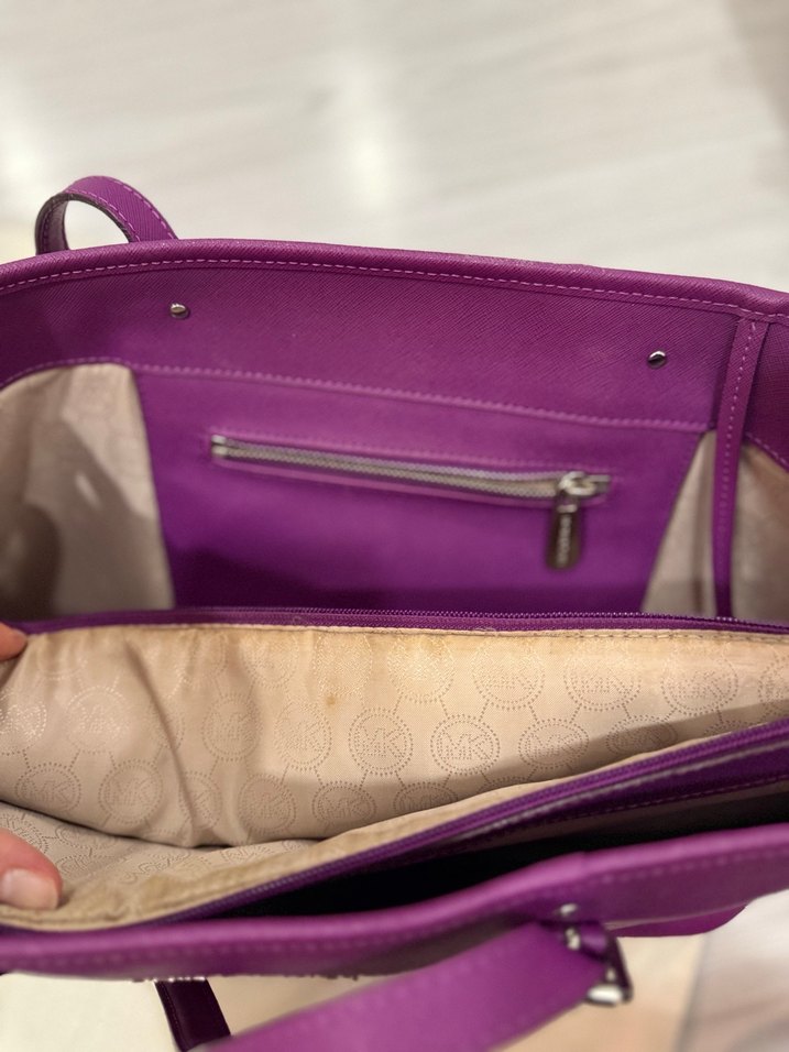 Mor Deri Michael Kors Kadın Büyük Boy Çanta - Görsel 5