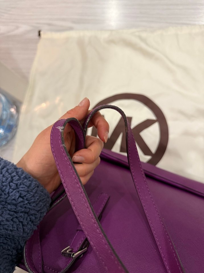 Mor Deri Michael Kors Kadın Büyük Boy Çanta - Görsel 3