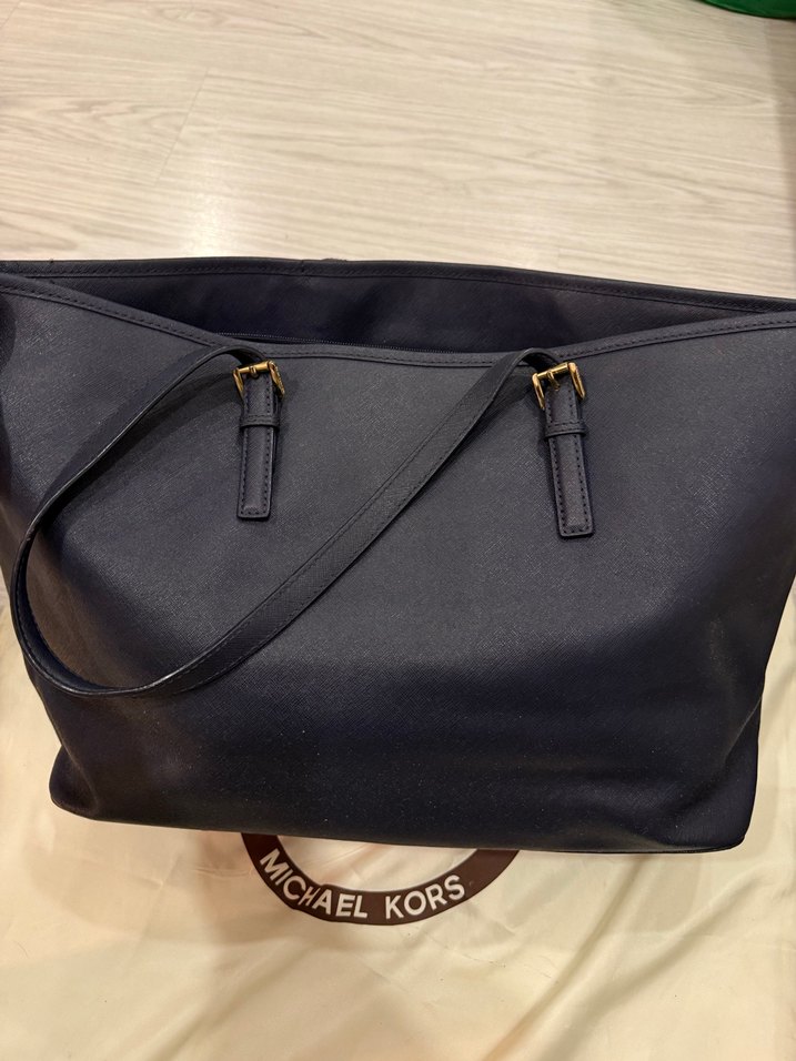 Michael Kors Lacivert Deri Kadın Büyük Çanta - Görsel 4