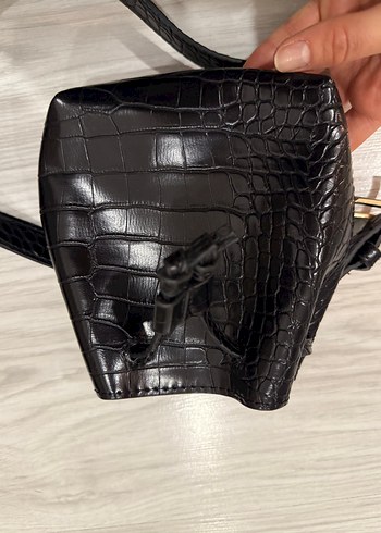 Siyah Deri Yılan Desenli Kadın Bel Çantası - Görsel 5