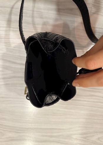 Siyah Deri Yılan Desenli Kadın Bel Çantası - Görsel 4