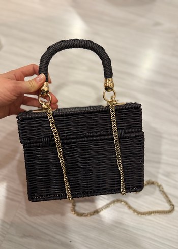 Zara Zincir Detaylı Siyah Örgü Kadın Çanta - Görsel 3