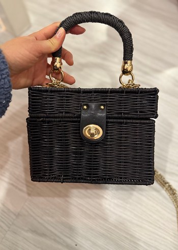 Zara Zincir Detaylı Siyah Örgü Kadın Çanta - Görsel 2