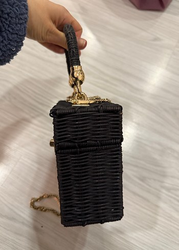 Zara Zincir Detaylı Siyah Örgü Kadın Çanta - Görsel 5