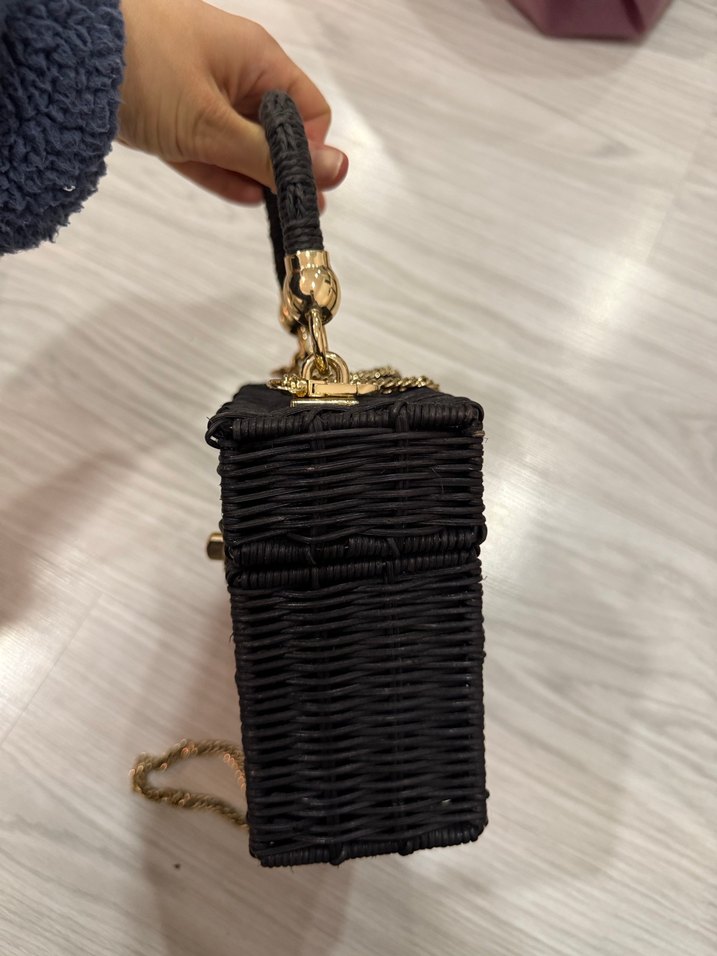 Zara Zincir Detaylı Siyah Örgü Kadın Çanta - Görsel 5