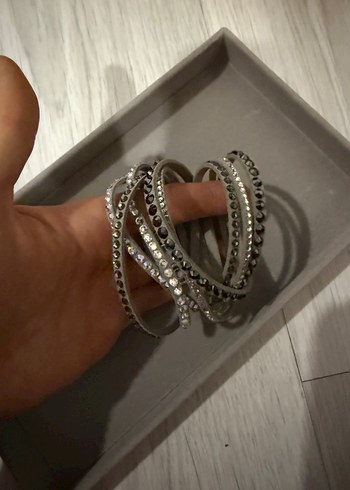 Swarovski gri parlak taşlı bileklik - Görsel 2