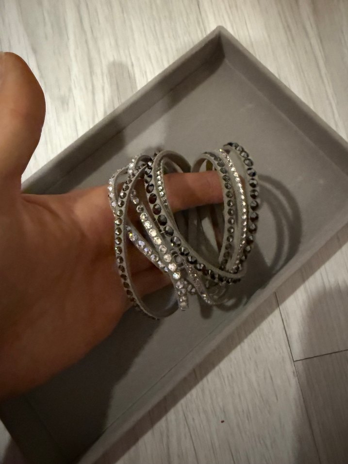 Swarovski gri parlak taşlı bileklik - Görsel 2