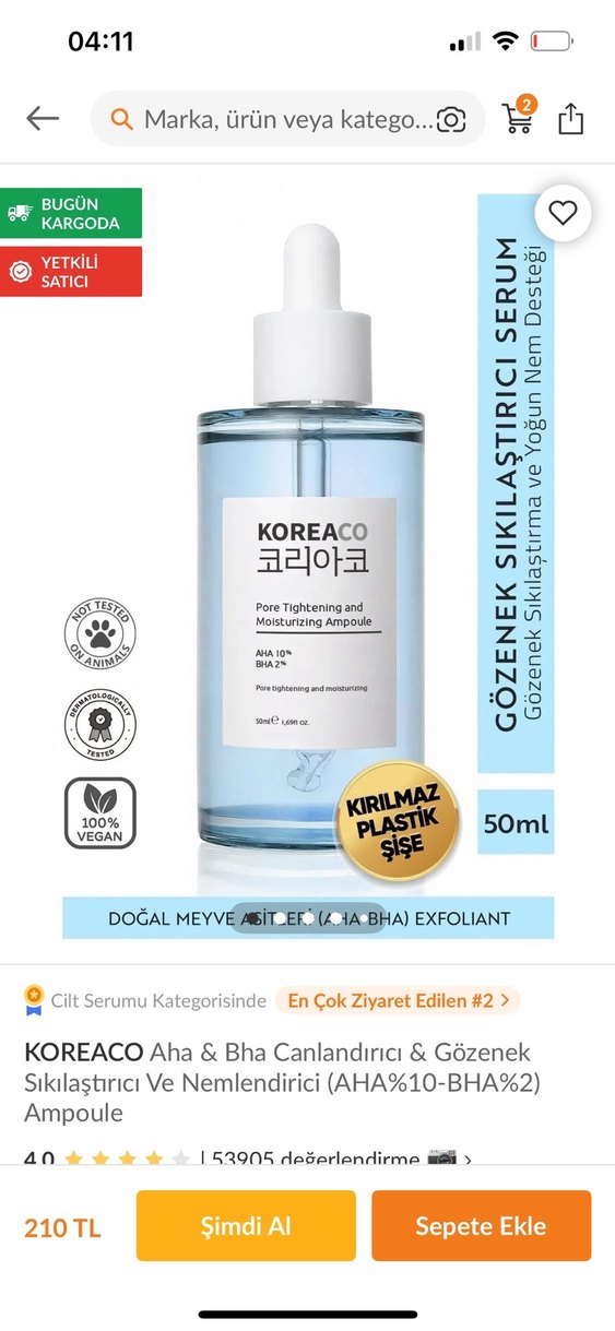 KOREACO Gözenek Sıkılaştırıcı ve Nemlendirici Serum 50ml - Görsel 2