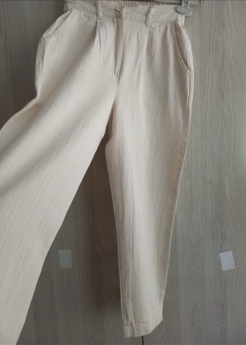 Bej  Keten Kadın Pantolon - Görsel 2