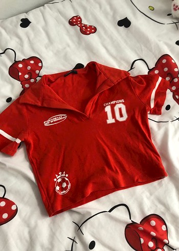 Kırmızı Kısa Kollu Polo crop
