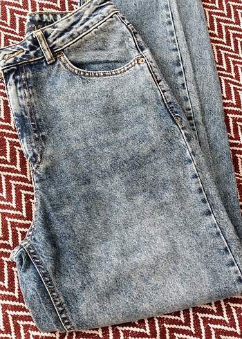 Kadın Gri Batik Desenli Regular Fit Denim Pantolon