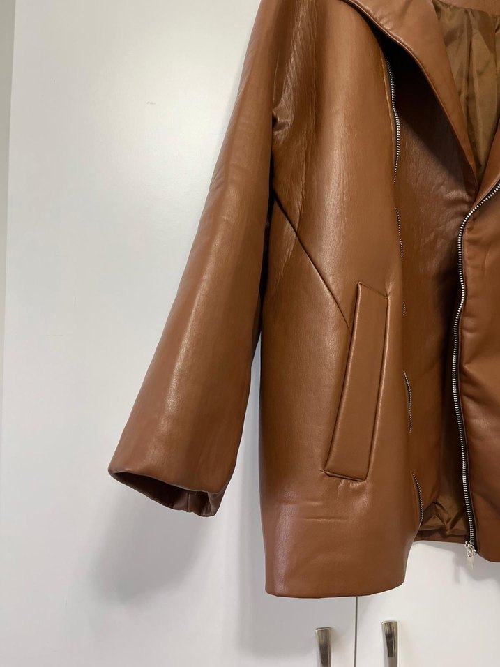 Kahverengi Deri Ceket - Görsel 3