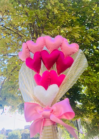 Renkli Kalp Figürlü El Yapımı Buket - Görsel 2