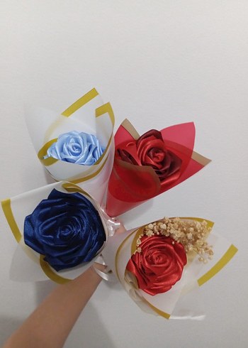 Renkli Saten Gül Buketi Seti - Görsel 3