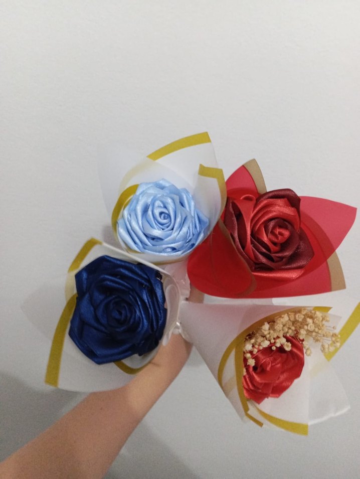 Renkli Saten Gül Buketi Seti - Görsel 5