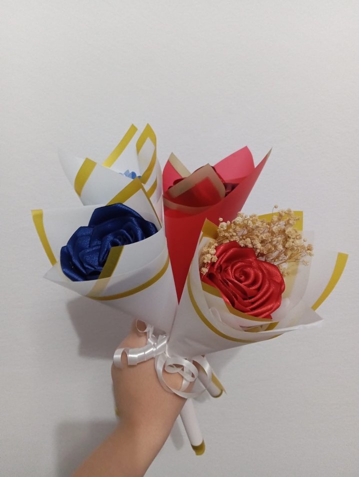 Renkli Saten Gül Buketi Seti - Görsel 2