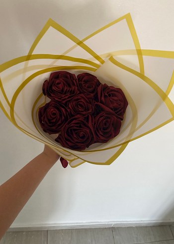 Bordo Saten Gül Buketi - Görsel 6
