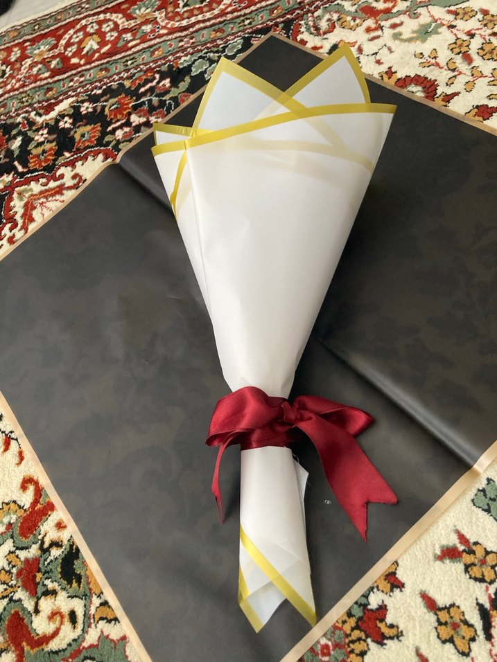 Bordo Saten Gül Buketi - Görsel 4