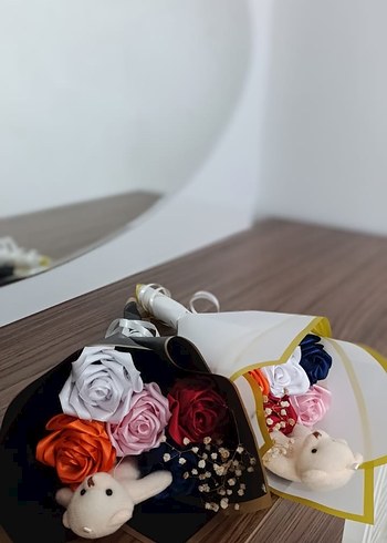 Bohem Tarzda Renkli Yapay Gül Buketi - Görsel 3