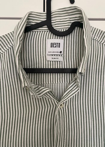 Gri Çizgili Uzun Kollu Erkek Keten Gömlek - Görsel 2