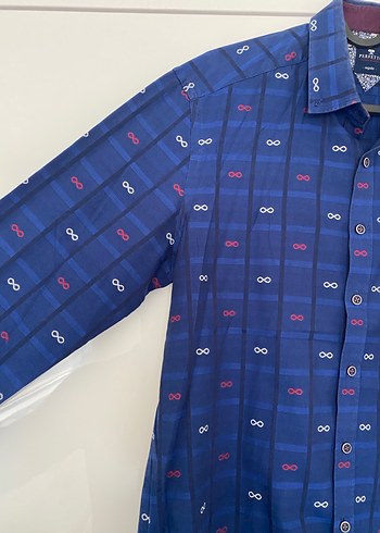 Erkek Lacivert Baskılı Uzun Kollu Gömlek - Görsel 5