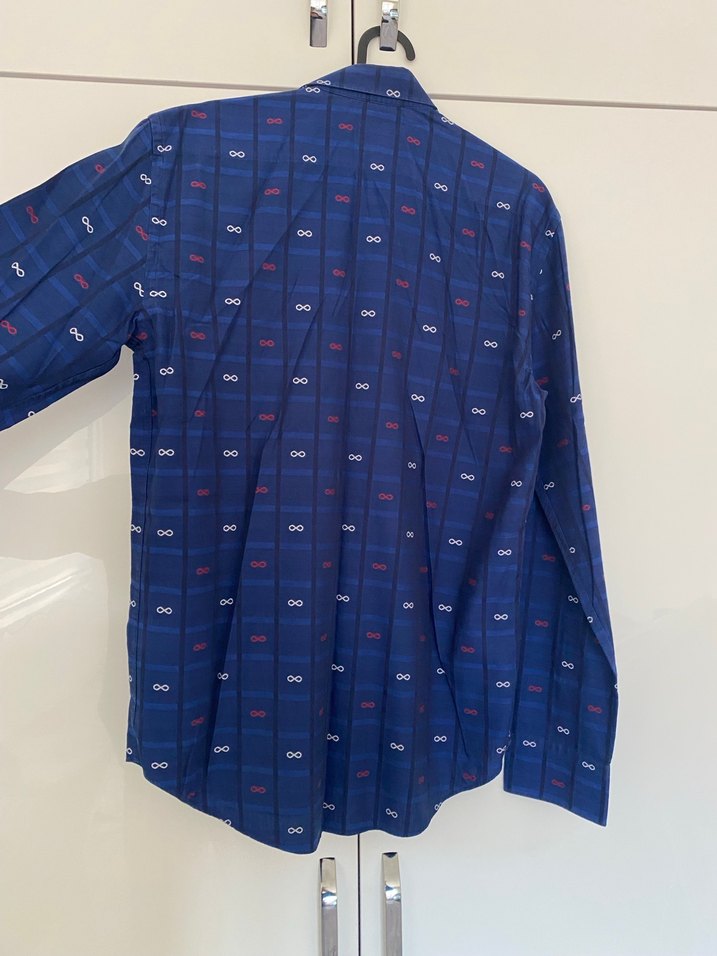 Erkek Lacivert Baskılı Uzun Kollu Gömlek - Görsel 3
