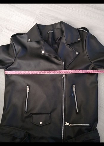Kadın Siyah Suni Deri Ceket - Görsel 6