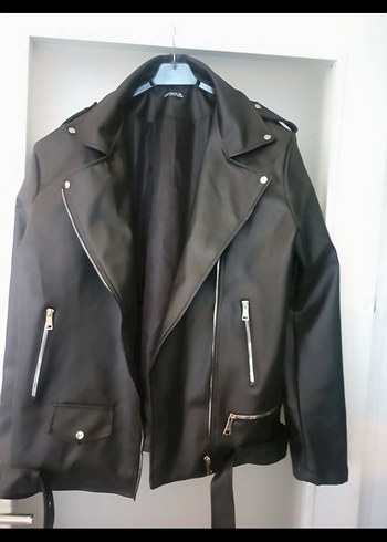 Kadın Siyah Suni Deri Ceket - Görsel 3