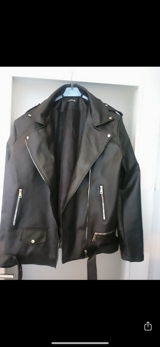 Kadın Siyah Suni Deri Ceket - Görsel 3